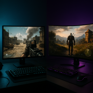 Écran gaming incurvé vs plat 2026 — Samsung Odyssey G55C vs ASUS TUF VG27AQ comparatif
